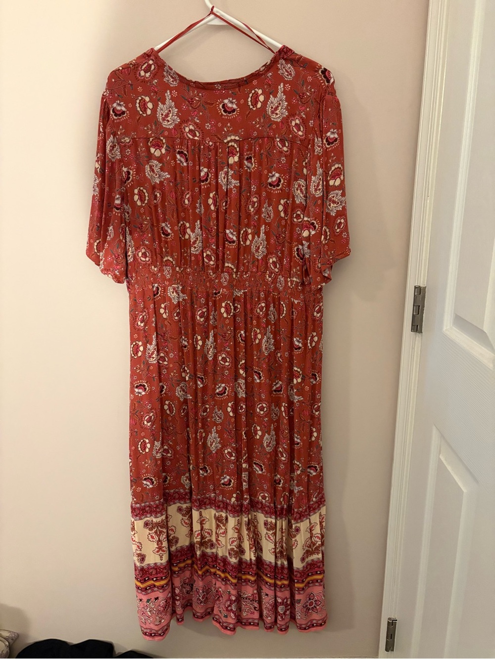 Knox Rose Boho Floral Midi Maxi Dress XXL Pink Rust Peasant Cottagecore - Picture 3 of 3